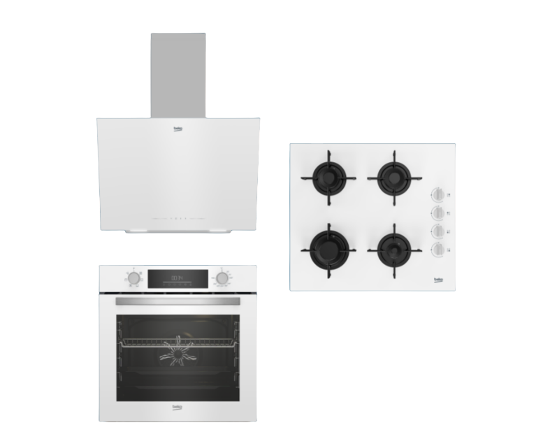Beko Yeni Beyaz Avantaj Ankastre Setler | Çeyiz Seti | BDE 6040 B Duvar Tipi Davlumbaz | BFC 330 B Ankastre Standart Fırın | BOCD T 6011 EB Gazlı Cam Tablalı Ocak