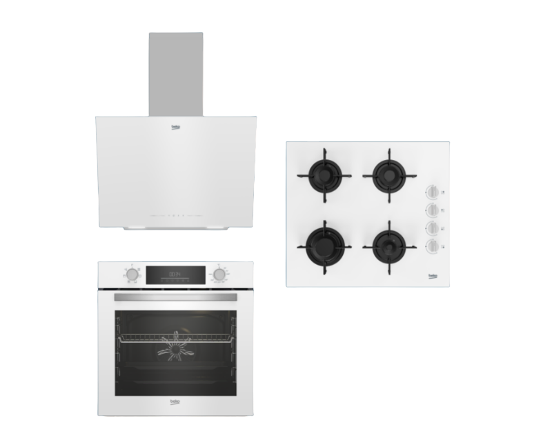 Beko Yeni Beyaz Avantaj Ankastre Setler | Çeyiz Seti | BDE 6040 B Duvar Tipi Davlumbaz | BFC 330 B Ankastre Standart Fırın | BOCD T 6011 EB Gazlı Cam Tablalı Ocak