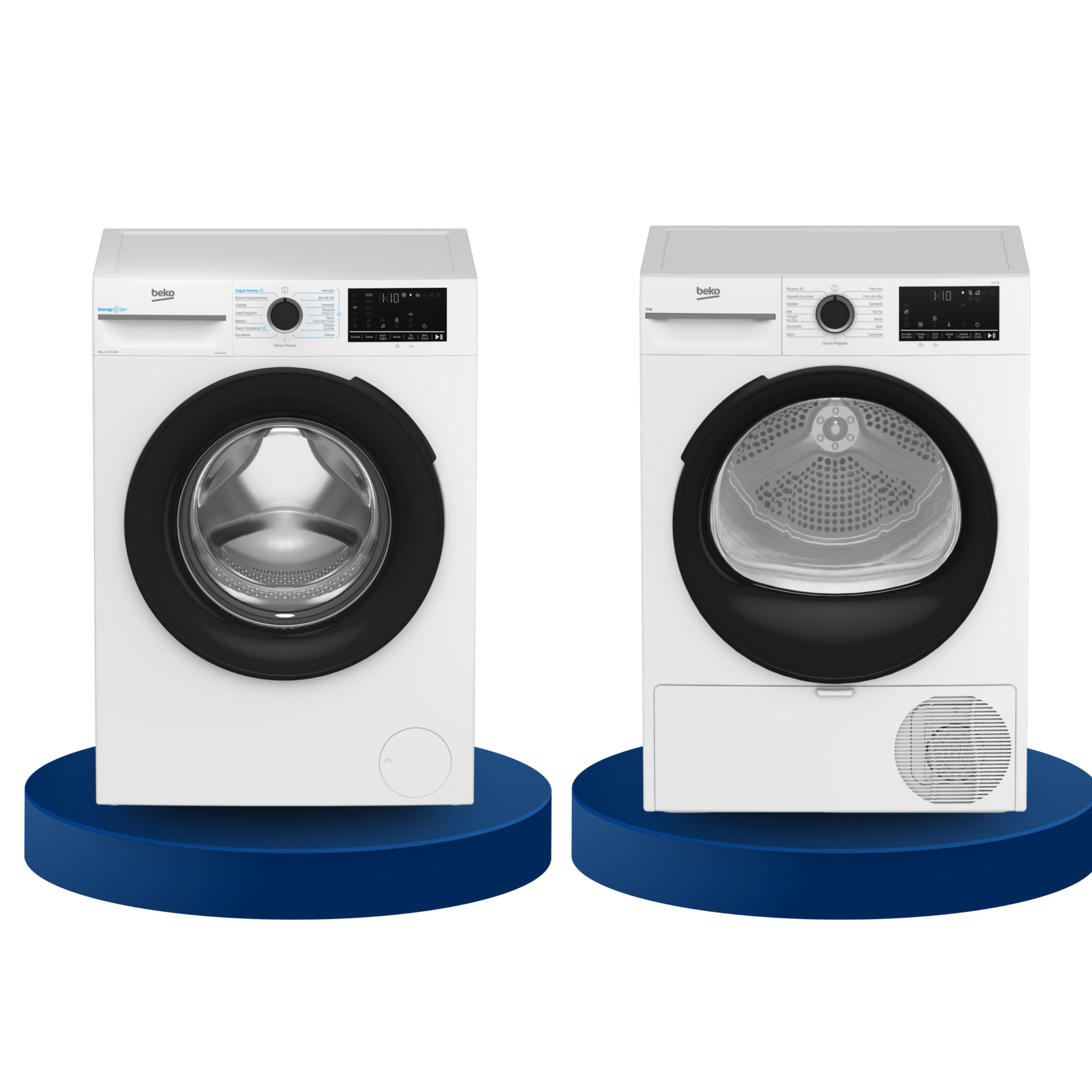 Beko 9 KG 1200 Devir Çamaşır Makinesi ve Kurutma Makinesi Çeyiz Seti